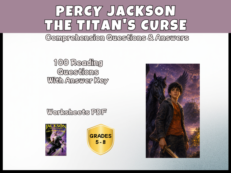 Percy Jackson Titans Curse Reading Comprehension | KS2 KS3 Novel Study Years 6-9 English