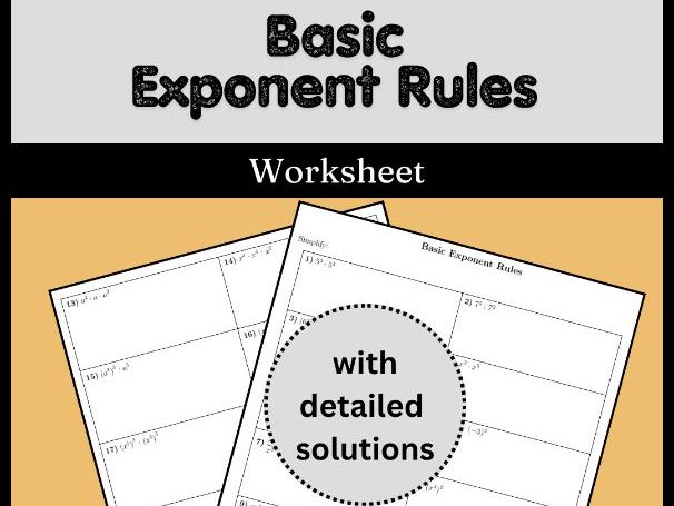 Basic Exponent Rules Worksheet (with solutions)