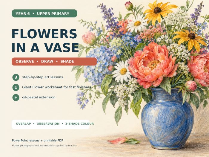 Flowers in a Vase Art Unit | Observation, Overlap & Colour Shading | Year 6