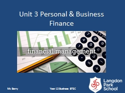 Unit 3 Personal Finance