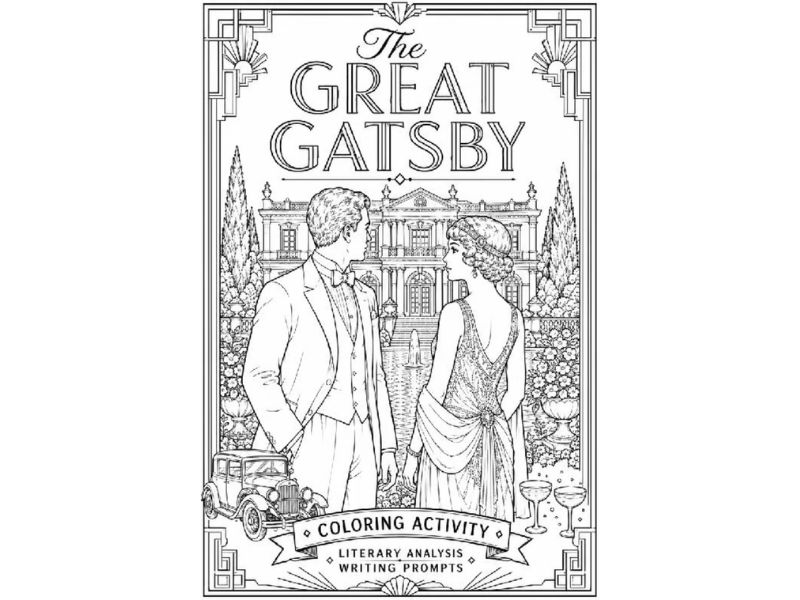 The Great Gatsby No Prep Activity | 8 Coloring Pages & Literary Analysis Prompts