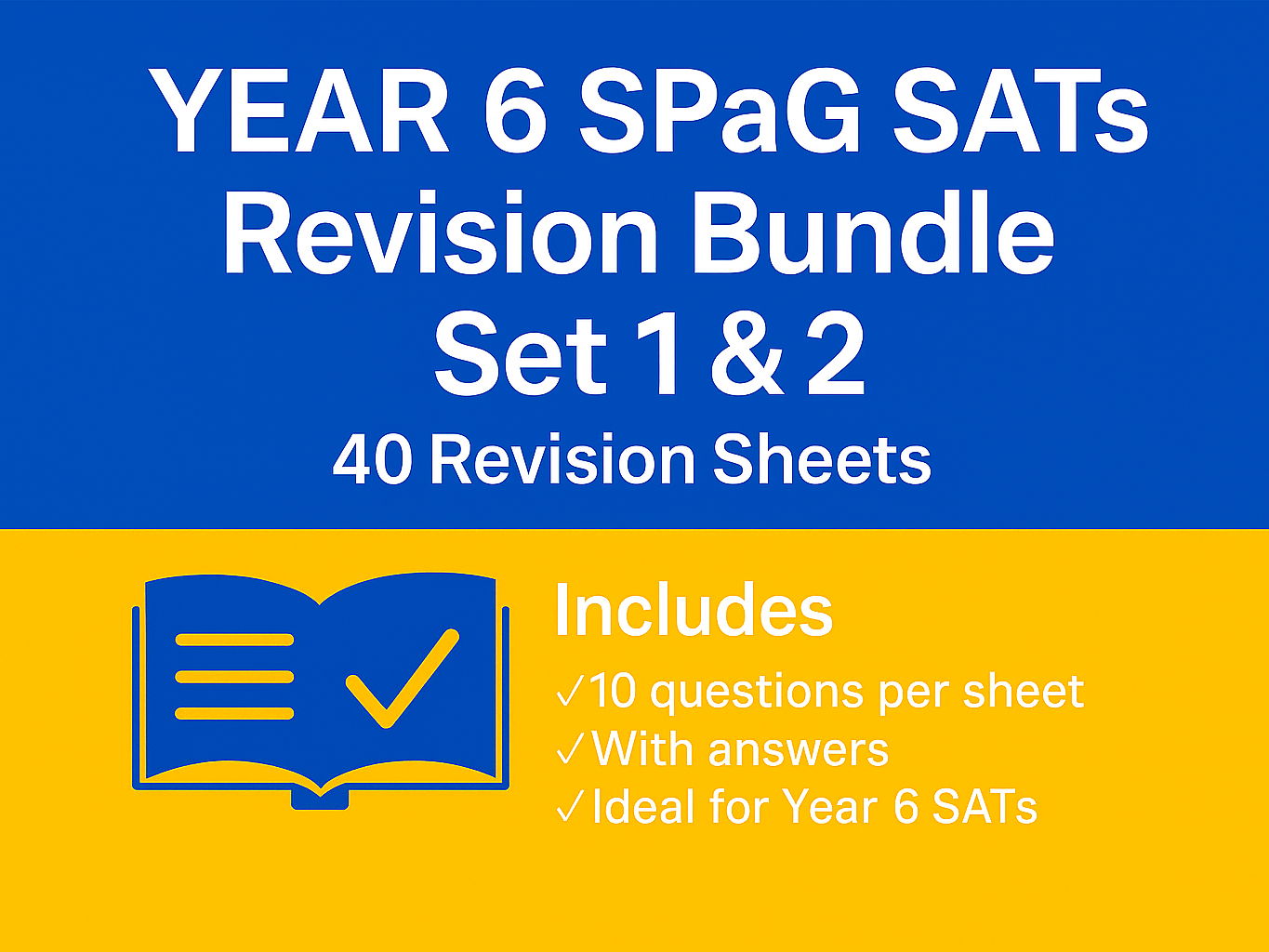 Year 6 SPaG SATs Revision Sheets | Bundle | Sets 1 & 2 | 40 Sheets