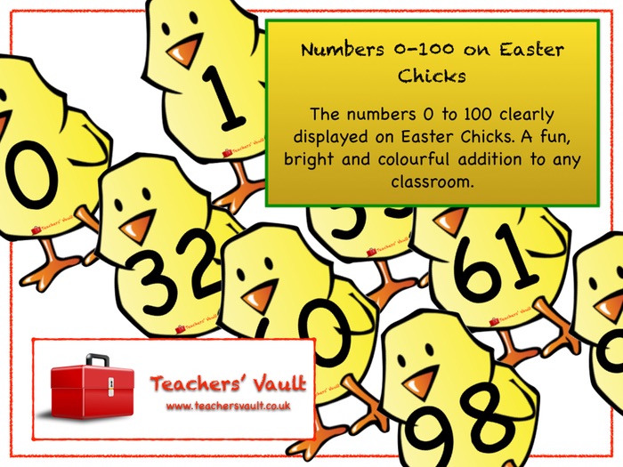 Numbers 0100 on Easter Chicks Teaching Resources
