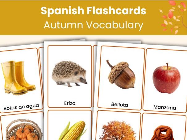 Spanish Autumn Vocabulary Flashcards | Real Photo Cards | Printable Learning Resource