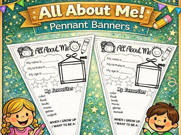 Welcome back - New start - All about me pennant bunting banner activity