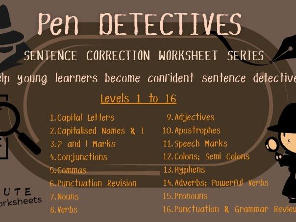 KS2 KS3 Adjectives – Pen Detectives Level 9 Sentence Improvement Worksheets
