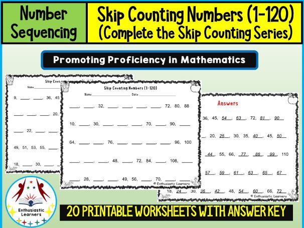 Skip Counting – Complete the Skip Counting Series (1–120) Worksheets