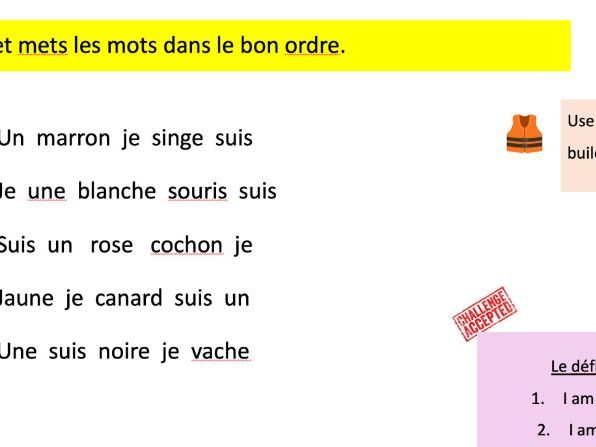 KS2 French Lesson - Introducing myself as an animal