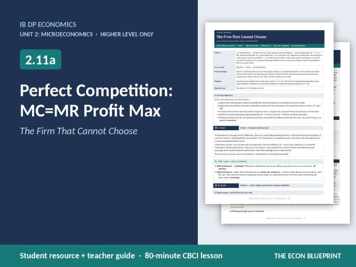 IB Economics 2.11a Perfect Competition | MC=MR Profit Max | HL Only