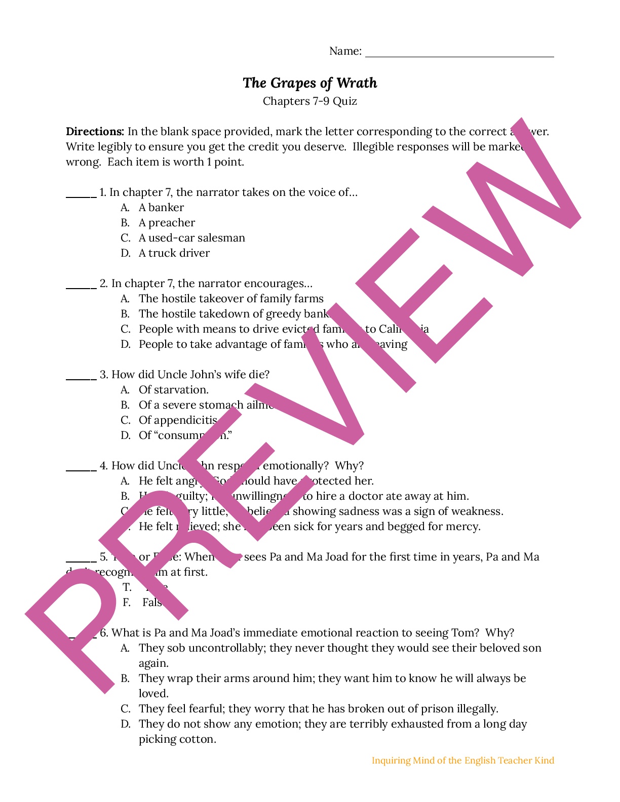 The Grapes Of Wrath Quiz On Chapters 7 9 Teaching Resources the-grapes-of-wrath-quiz-on-chapters-7-9-teaching-resources