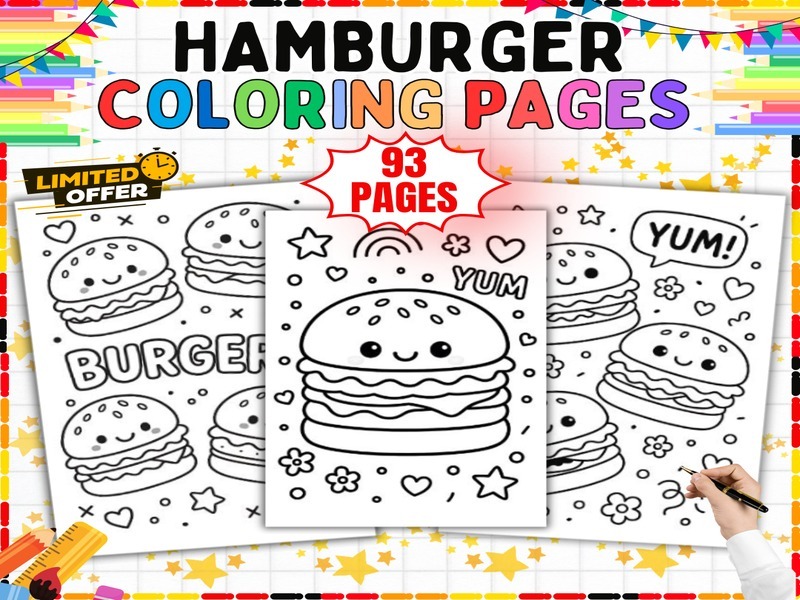 Hamburger Coloring Pages | 93 Printable Fast Food Coloring Sheets for Kids