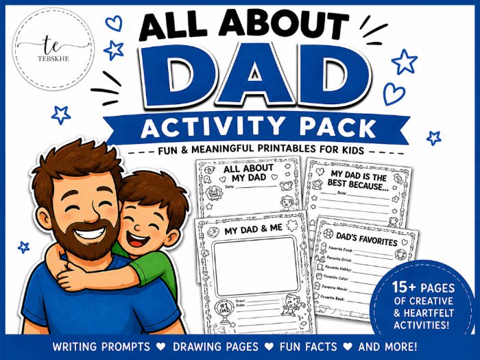 All About Dad Activities Worksheets | Father's Day Writing, Craft & Keepsake Pack