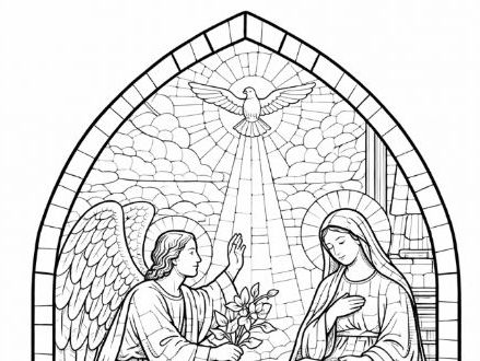 Feast of the Annunciation Christian Feast Day Stained Glass Colouring Page