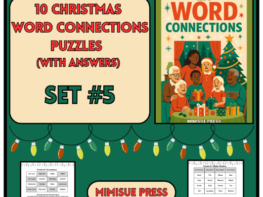 10 Christmas Word Connections Puzzles SET 5 (Holiday/Party Game)