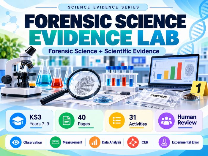 KS3 Forensic Science Evidence Lab  Scientific Enquiry & CER  40 Pages
