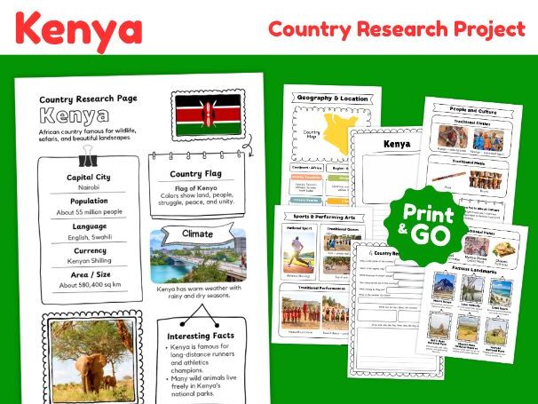 Kenya Geography Research Project | Printable Activities