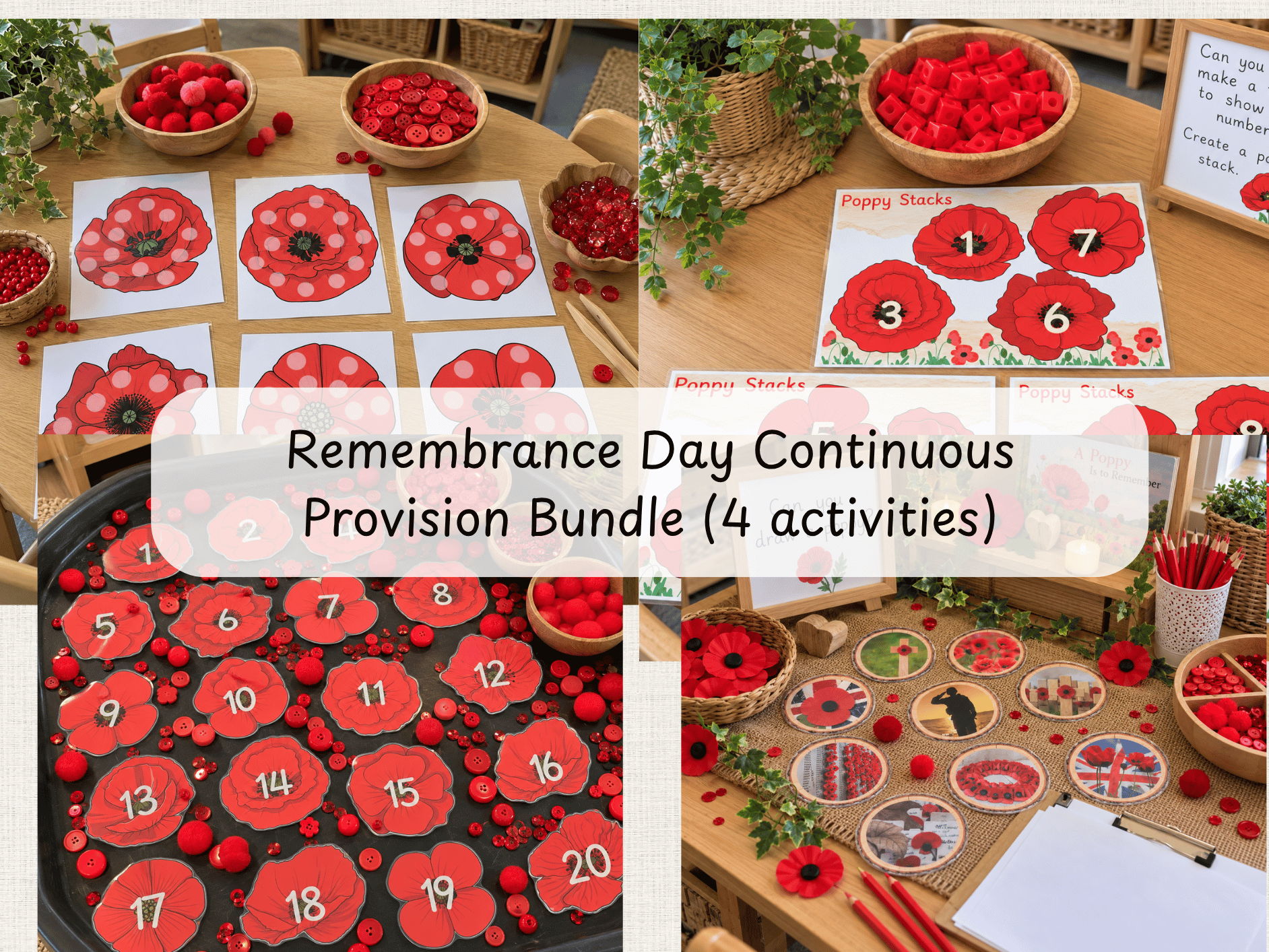 Remembrance Day Continuous Provision Bundle | EYFS Poppy Activities