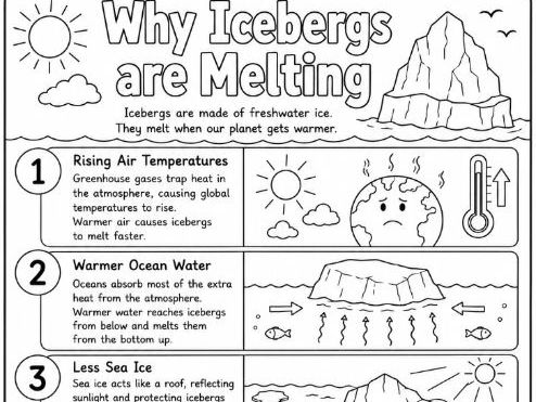 Why Icebergs are Melting- Climate Change Colouring Factsheet