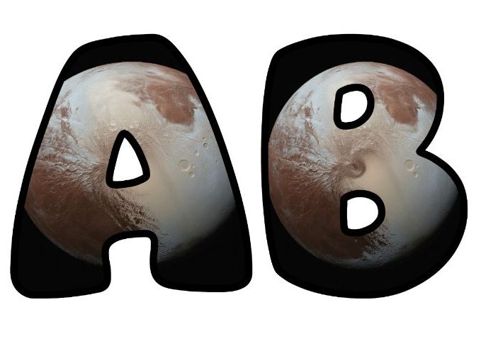 Dwarf Planet Pluto Classroom Display | Lettering Set | Upper & Lowercase, 0-9 and Signs