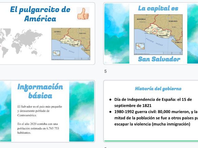 El Salvador Presentation & Worksheets (Spanish)