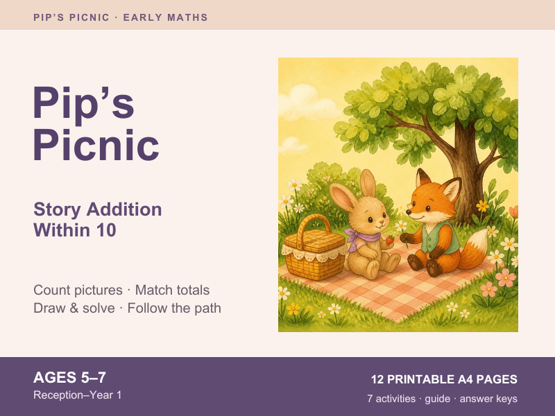 Pip's Picnic: Addition Within 10 | Ages 5–7