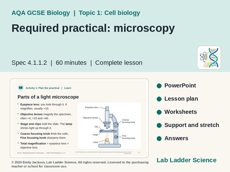 B1-02 Microscopy Practical: AQA GCSE Biology
