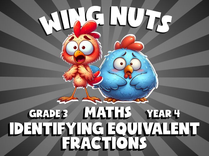 Identifying Equivalent Fractions WING NUTS Maths Game | No-Prep Year 4 Review Activity