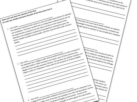 Vicarious liability - Name the case (AQA A-level law)