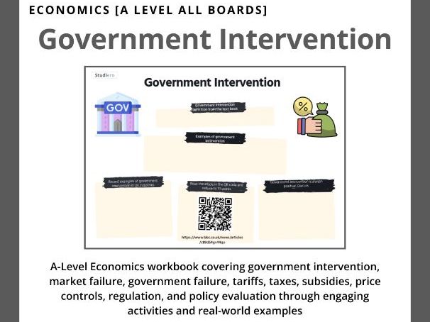 A-Level Economics: Government Intervention & Government Failure Workbook (AQA/Edexcel/OCR)