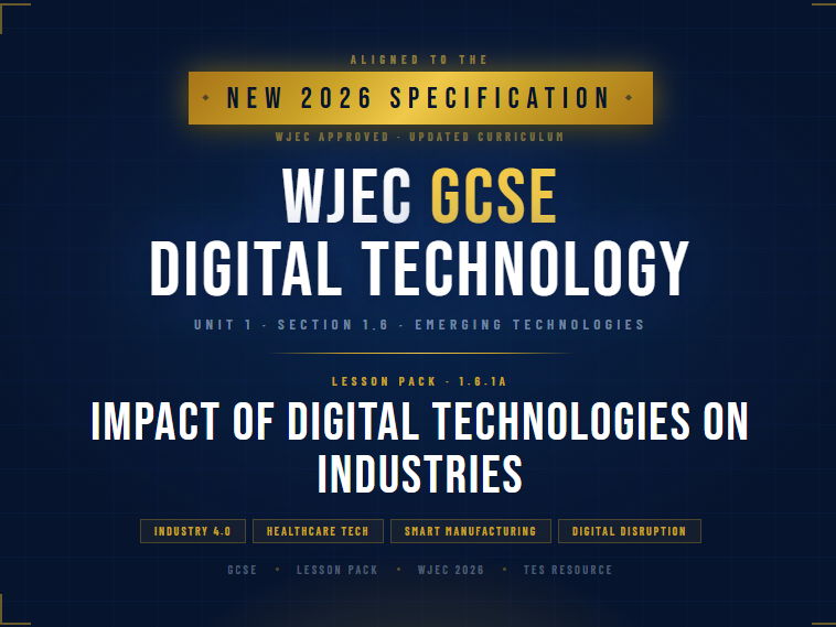 NEW 2026 WJEC GCSE Digital Technology 1.6.1A Impact of Digital Technologies | Lesson Pack