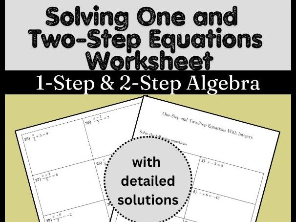 Solving One and Two-Step Equations Worksheet | 1-Step & 2-Step Algebra