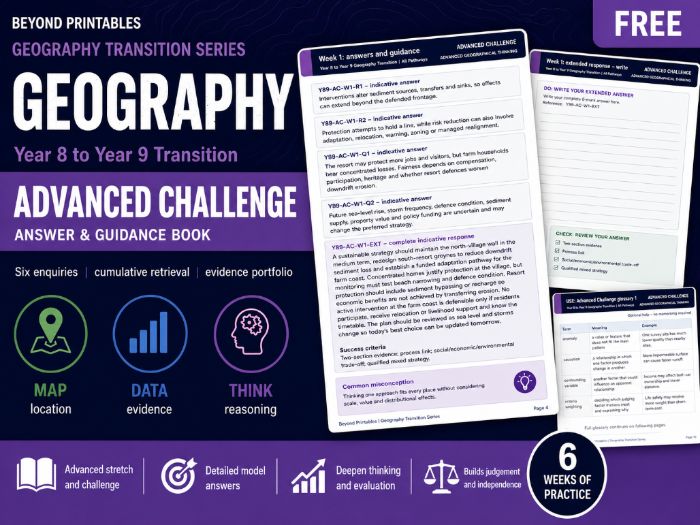 Year 8 to Year 9 Geography Summer Transition Booklet – Advanced Challenge | KS3 Higher Ability with