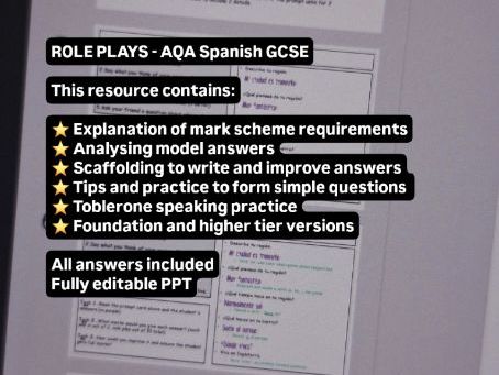 Role plays Spanish GCSE AQA speaking practice