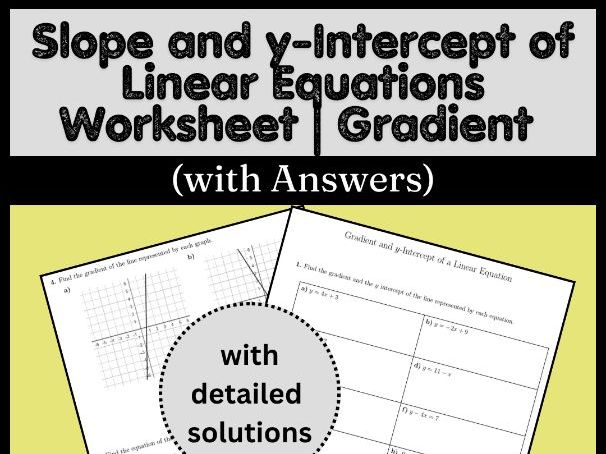 Slope and y-Intercept of Linear Equations Worksheet | Gradient (with Answers)