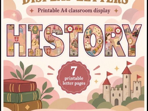 Pastel History Classroom Display Letters | HISTORY Printable Display | A4 PDF