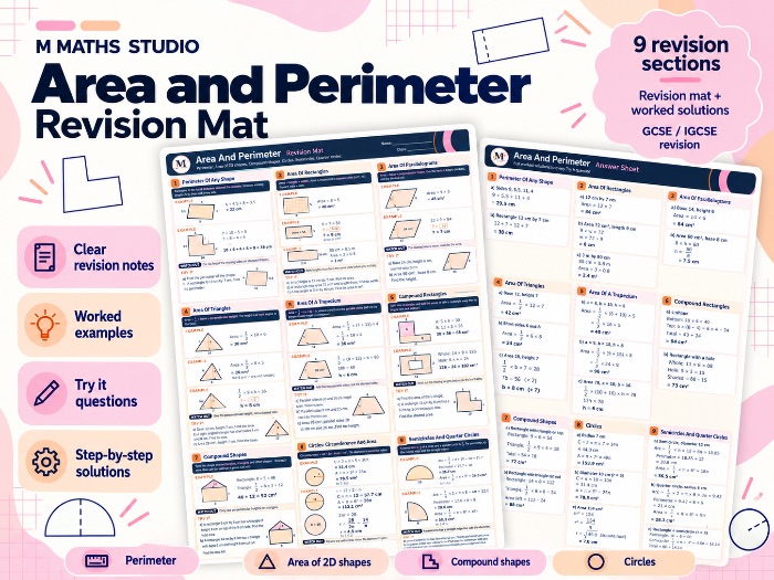 Area & Perimeter | A3 Revision Mat