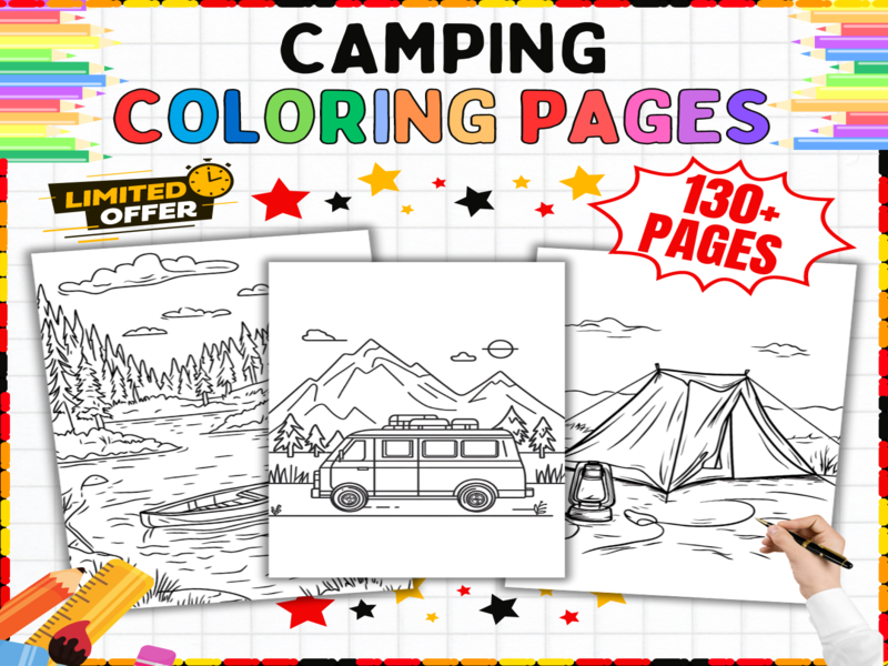 Camping Colouring Pages | 130+ Nature & Outdoor Adventure Worksheets for Primary School Children