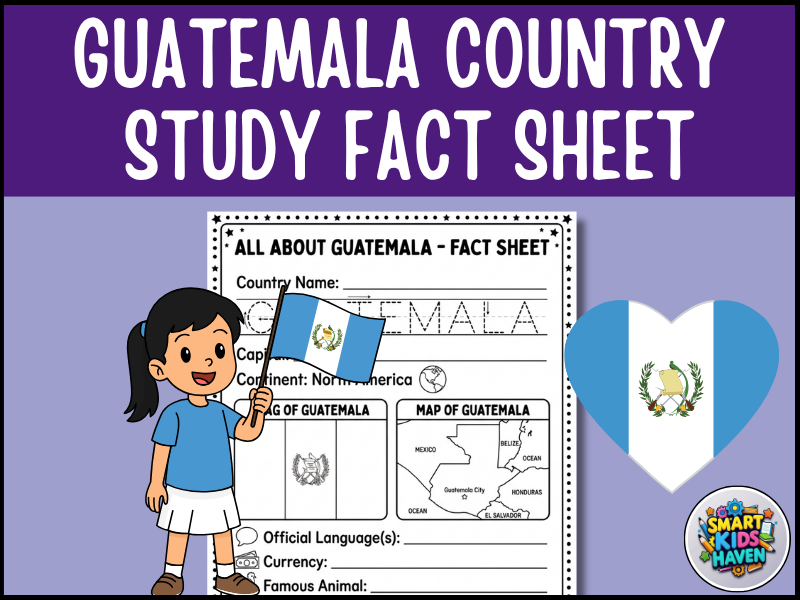 Guatemala Map and Flag Country Study Research Project Worksheet Geography Activiry