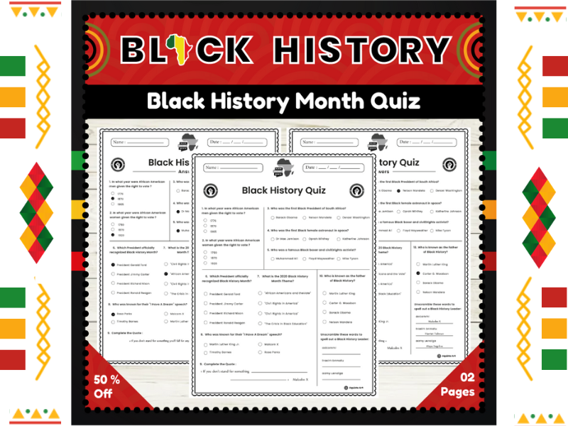 Black History Month Quiz : Black History Trivia Quiz for Thoughtful Learning