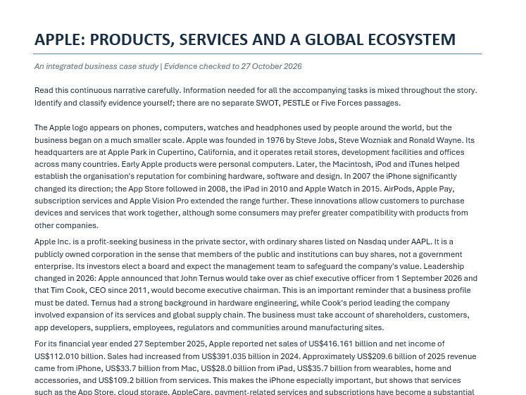 # BTEC Business Level 3 – Unit 1 Assignment 2 | Complete Business Case Study & Analysis Pack