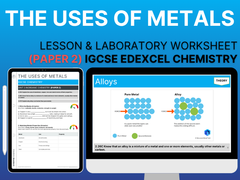 The Use of Metals – Lesson & Worksheet - Unit 2 - Edexcel IGCSE Chemistry