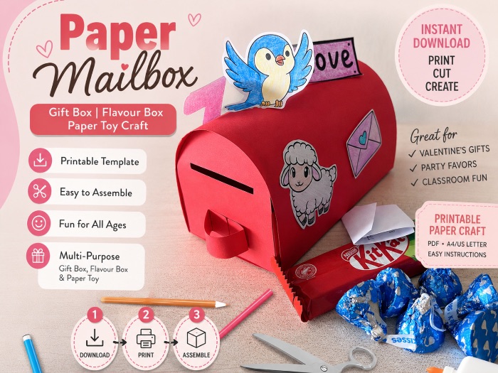 Paper mail box craft template - DIY Craft
