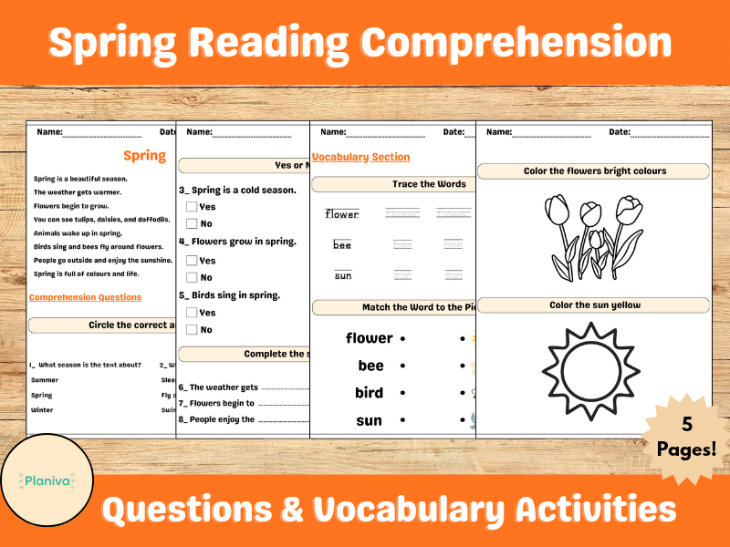 Spring Reading Comprehension & Vocabulary Activities | KS1