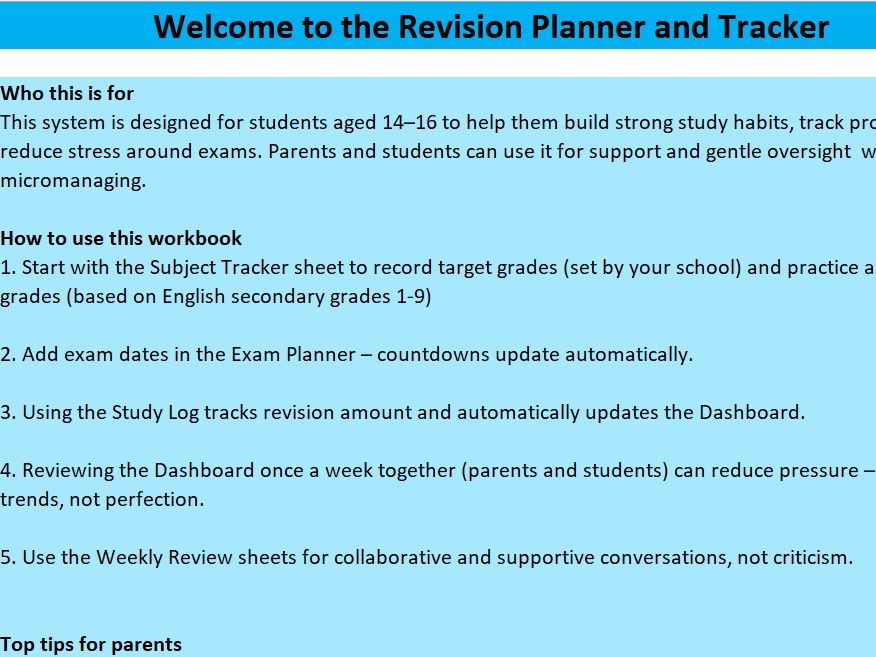 Digital revision planner and tracker