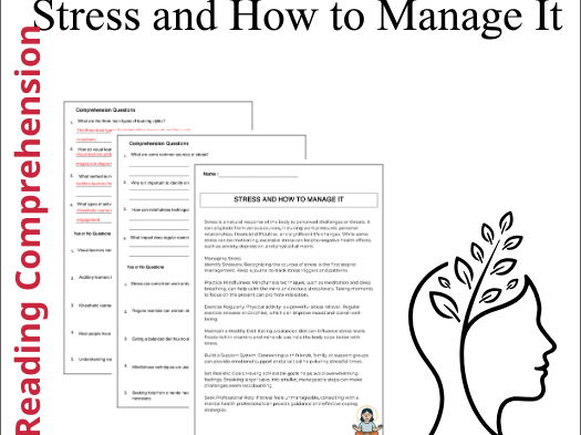 Stress and How to Manage It Reading Comprehension Passages & Questions Worksheets