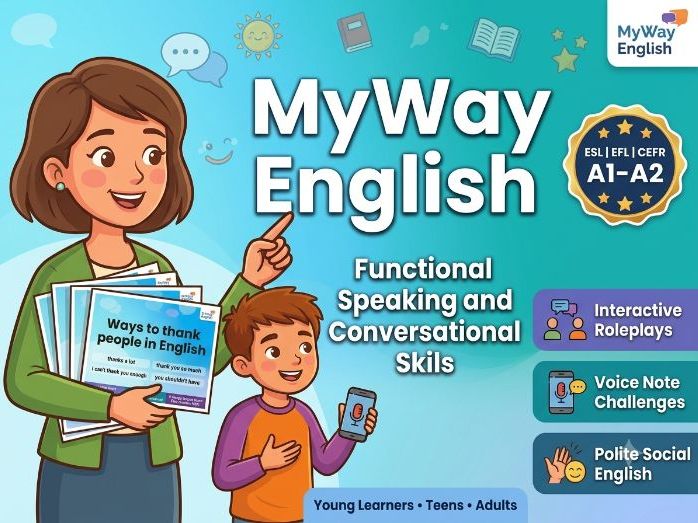 Ways to Thank People in English | Interactive ESL Speaking Worksheet (A1–A2)