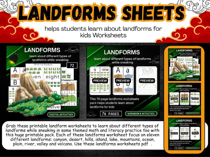landforms worksheets activities for kids