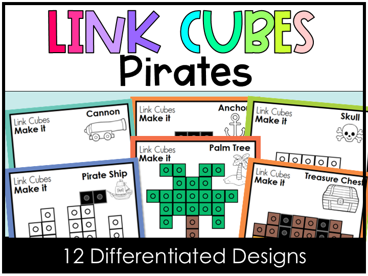 Pirates Theme Link Cubes Snap Cubes Mats Task Cards Math Centre