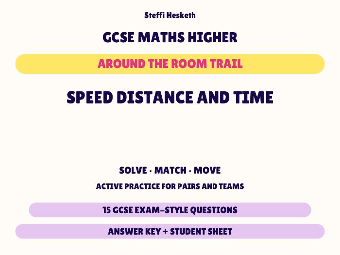 GCSE Higher Maths Speed Distance and Time | Around the Room Trail