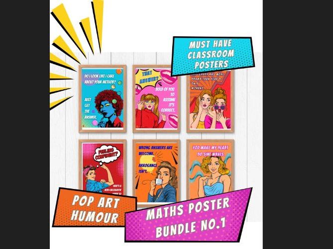 6 Funny Maths Posters Bundle 1 | Pop Art | KS3 KS4 Classroom Displays | Instant Digital Download